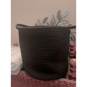 Large Black Woven Rope Basket with Sturdy Handles